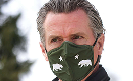 Governor Gavin Newsom wearing a mask